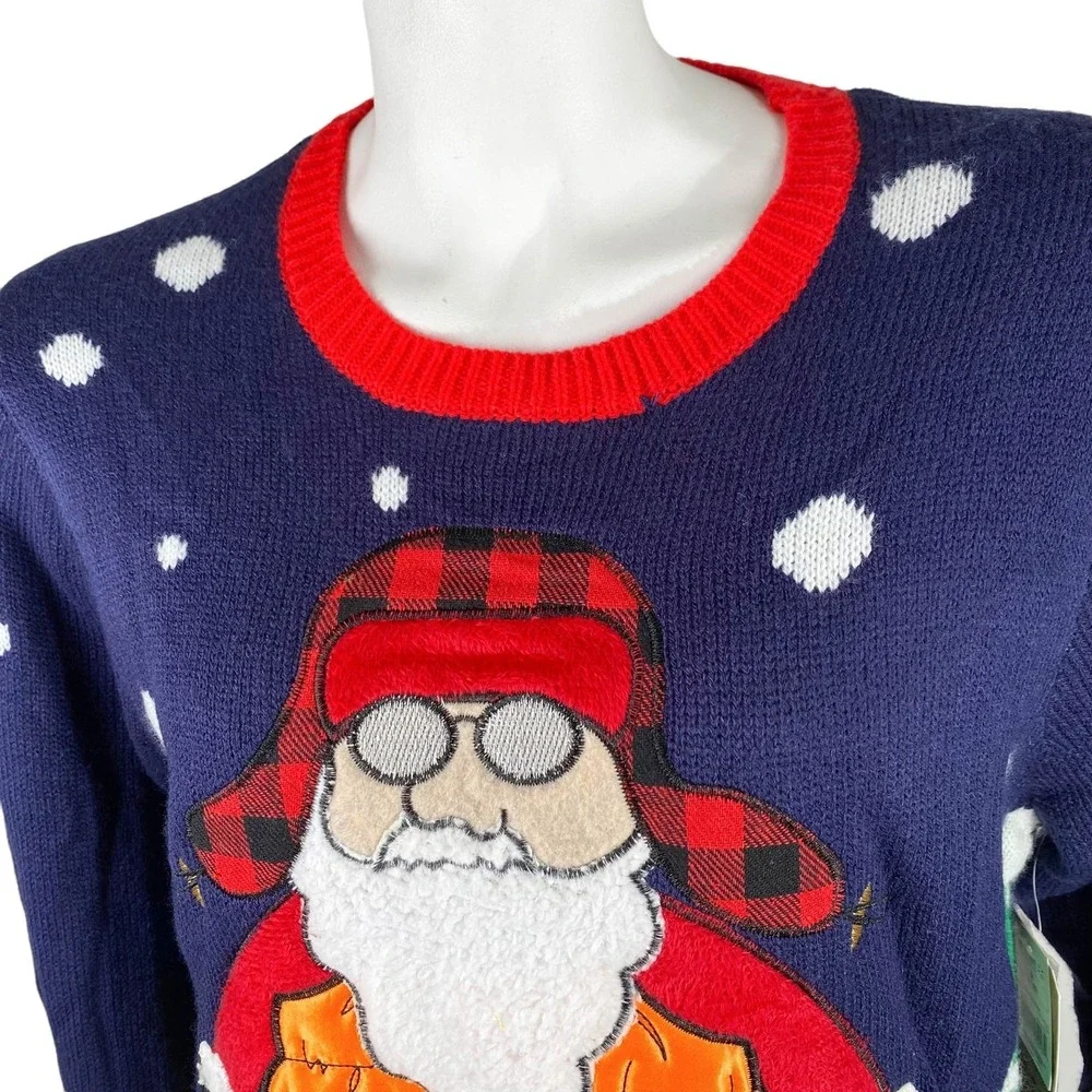 Jolly Sweaters Christmas Cool Chillin Santa‎ Nylon Vest Medium Sweater NWT